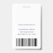 Navy Blue Foto Beveiligings-ID Arts-Assistent Badge (Achterkant)