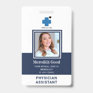 Navy Blue Foto Beveiligings-ID Arts-Assistent  Badge