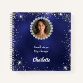 Navy blue foto diamanten inspirerend quote notitieboek (Voorkant)