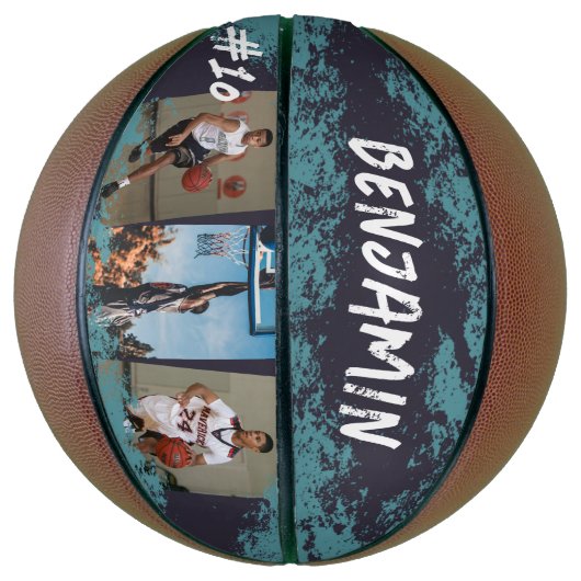 Navy & Blue Foto gepersonaliseerd Basketbal (Verticaal)