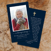 Navy Blue Foto Memorial Gebed Kaart