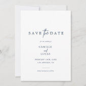 Navy Blue Foto Save the Date Uitnodiging (Voorkant)