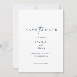 Navy Blue Foto Save the Date Uitnodiging
