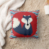 Navy Blue Fox op rood Sierkussen (Deken)