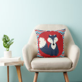 Navy Blue Fox op rood Sierkussen (Stoel)
