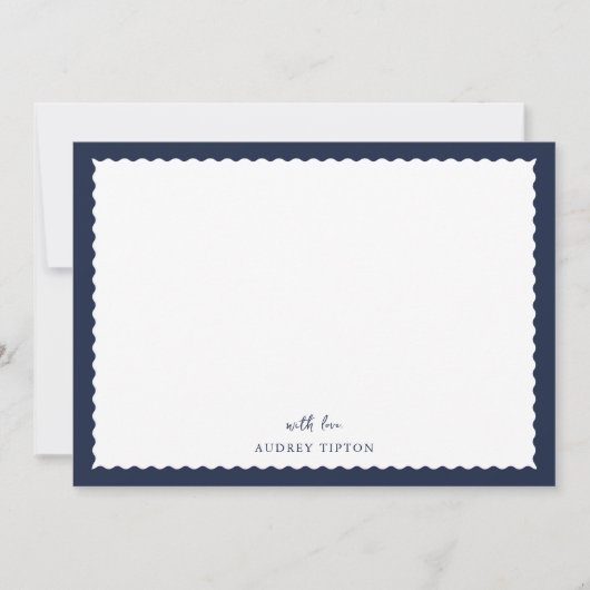 Navy Blue Frame Flat Note Card Notitiekaartje (Voorkant)