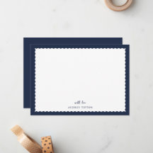 Navy Blue Frame Flat Note Card