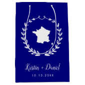 Navy Blue France Map Wedding Welcome Swag Medium Cadeauzakje (Voorkant)