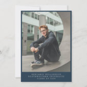 Navy Blue Full Lijst Photo College Afstuderen Aankondiging (Voorkant)