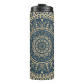 Navy blue full print Mandala patroon A praktisch Thermosbeker (Voorkant)