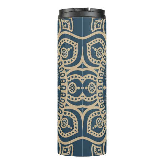 Navy blue full print Mandala patroon A praktisch Thermosbeker (Achterkant)