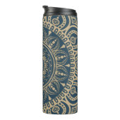 Navy blue full print Mandala patroon A praktisch Thermosbeker (Geroteerd rechts)
