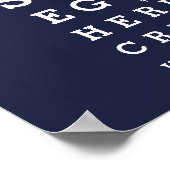 Navy Blue Fun Eyesight Chart Aangepast Bericht Poster (Hoek)