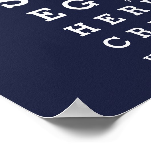Navy Blue Fun Eyesight Chart Aangepast Bericht Poster (Hoek)