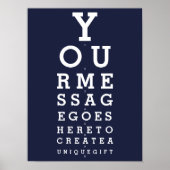 Navy Blue Fun Eyesight Chart Aangepast Bericht Poster (Voorkant)