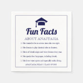 Navy blue Fun Facts klasse 2022 graduatiemechanism Servet (Voorkant)