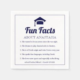 Navy blue Fun Facts klasse 2022 graduatiemechanism Servet