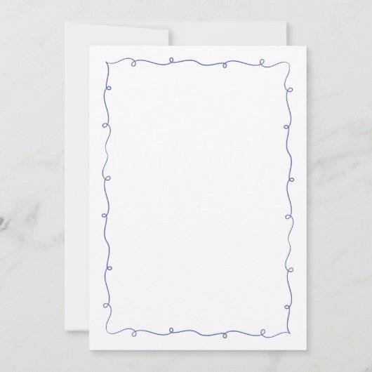Navy Blue Funky Tekening Handschrift Trouwen Kaart (Achterkant)