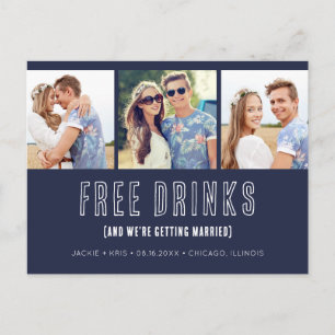 Navy Blue Funny Photo Wedding Save the Dates Aankondigingskaart