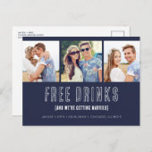 Navy Blue Funny Photo Wedding Save the Dates Aankondigingskaart (Voorkant / Achterkant)