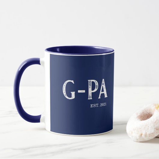 Navy Blue G-Pa jaar ingesteld Mok (Met donut)