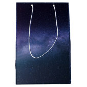 Navy Blue Galaxy Starry Night Stars Modern  Medium Cadeauzakje (Voorkant)