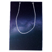 Navy Blue Galaxy Starry Night Stars Modern  Medium Cadeauzakje (Achterkant)