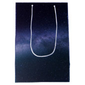 Navy Blue Galaxy Sterrennacht Stars Modern Medium Cadeauzakje (Achterkant)