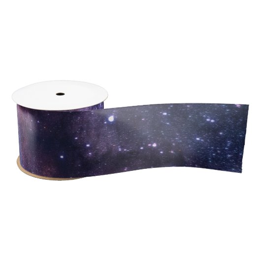 Navy Blue Galaxy Sterrennacht Stars Satin Ribbon Satijnen Lint (Spoel)
