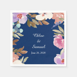 Navy Blue Garden Floral Wedding Servetten