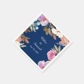 Navy Blue Garden Floral Wedding Servetten (Hoek)
