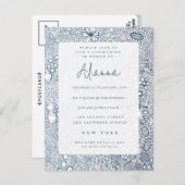 Navy Blue Garden Kerk Communie Bevestiging Briefkaart (Voorkant / Achterkant)