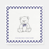 Navy Blue geblokte teddybeer-onze kleine welp Servet (Voorkant)