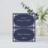 Navy Blue  Gedrukte Naam Trouwplaats Kaart (Staand voorkant)