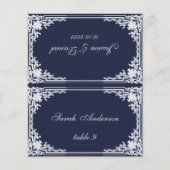 Navy Blue  Gedrukte Naam Trouwplaats Kaart (Voorkant)