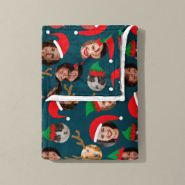 Navy Blue Gekke Christmas Crew Zes foto's Fleece Deken