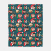 Navy Blue Gekke Christmas Crew Zes foto's Fleece Deken (Voorkant)