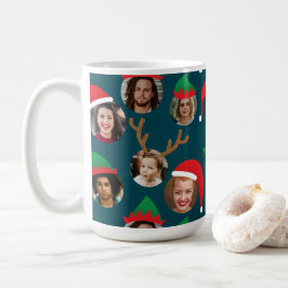 Navy Blue Gekke Christmas Pet Six Photo Collage Koffiemok