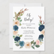 Navy Blue Gender Neutral Baby shower Invitation