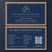 Navy Blue General Contractor QR Code Wood  Visitekaartje