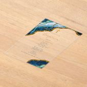 Navy Blue Geode Agate Gold Cross Baptisme Acryl Uitnodigingen (Laagn)