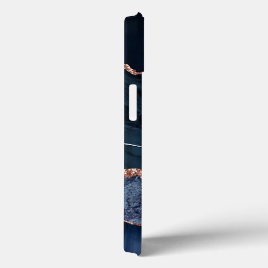 Navy Blue Geode Agate Roos Glitter Monogrammed Case-Mate iPhone Case (Achterkant / Rechts)