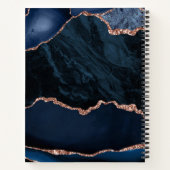Navy Blue Geode Agate Roos Glitter Monogrammed Not Notitieboek (Achterkant)