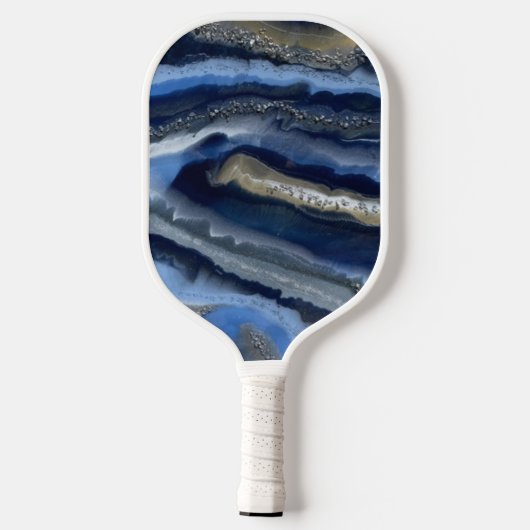 Navy Blue Geode Monogram en naam Pickleball Paddle (Achterkant)