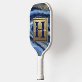 Navy Blue Geode Monogram en naam  Pickleball Paddle (Links)