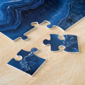 Navy Blue Geode Slice met Gouden Aderen Legpuzzel (Zijkant)