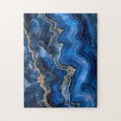Navy Blue Geode Slice met Gouden Aderen Legpuzzel (Verticaal)