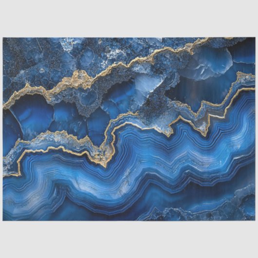 Navy Blue Geode Slice met Gouden Aderen Tissuepapier (Voorkant)