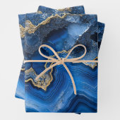 Navy Blue Geode Slice with Gold Veins Inpakpapier Vel (In situ)