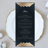 Navy Blue Geometric Gold Gatsby Wedding Menu
